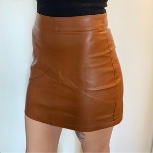 Brown Leather Skirt - Small